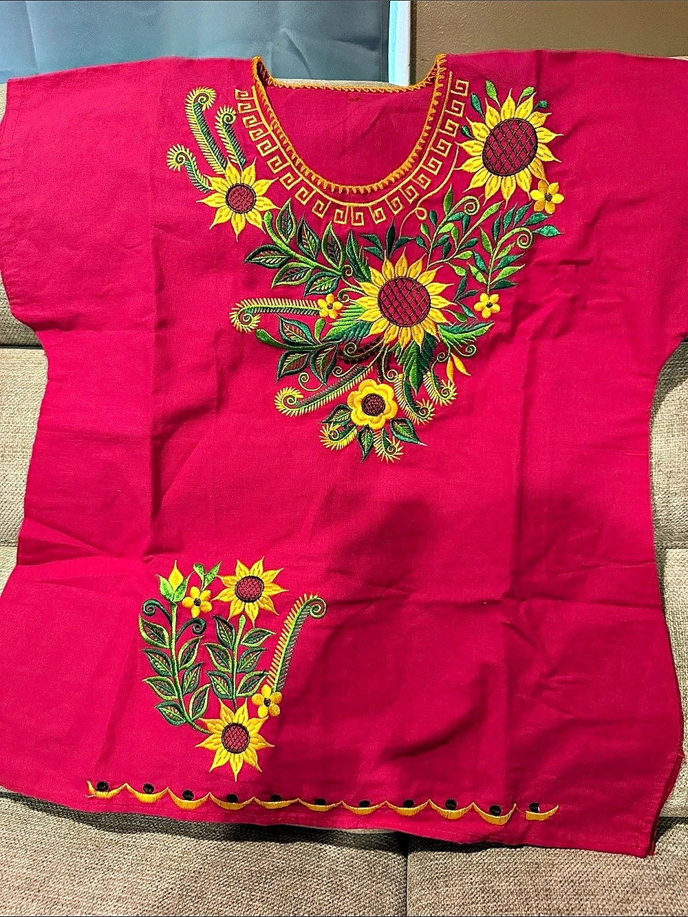 Embroidered Floral Tunic in Pink Like New